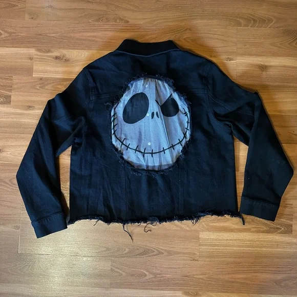 Disney Jack Skellington Black Denim Jacket The Nightmare Before Christmas - Picture 1 of 9